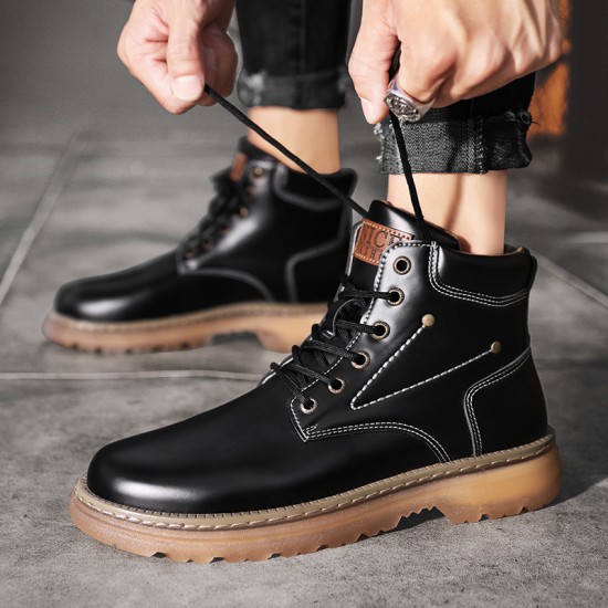 winter latest  ised martin boot good quality glossy upper waterproof boots vintage winter high cut boots men