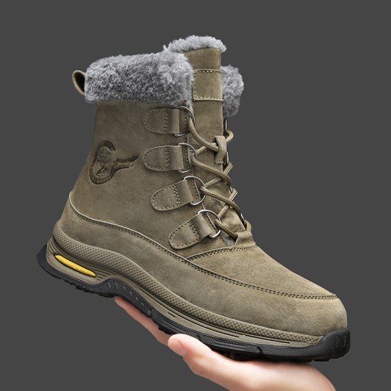 Snow Boots Waterproof Warm Fur Lined Winter Hiking Boot Non-slip Outdoor Ankle High-top Shoes Work Hiker Trekking Trail