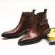 Arrival Men's Boots Rubber Sole Office Dress Boots High Quality Buckle Strap Genuine Leather Shoes Men