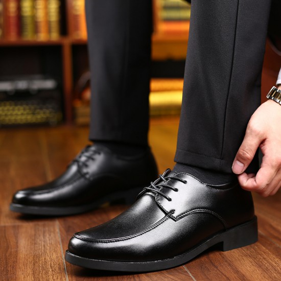 Best Selling Adult Hard Sole Lightweight Leather Shoes Black Casual Shoes Business Men Leather Shoes