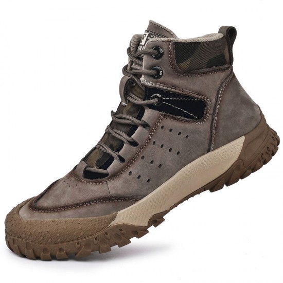 Men Fashion Running Shoes New top layer cowhide Martens high top cotton boot