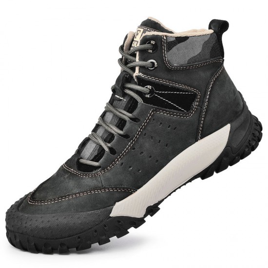 Men Fashion Running Shoes New top layer cowhide Martens high top cotton boot